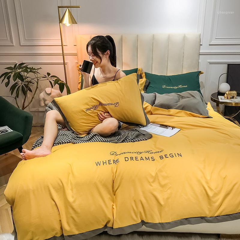 Washed Cotton Modern Style 4pcs Soft Home Bedding Set Embroidery Cotton Duvet Cover Pillowcase Bed Sheet 4 Pieces Yellow Red1
Washed Cotton Modern Style 4pcs Soft Home Bedding Set Embroidery Cotton Duvet Cover Pillowcase Bed Sheet 4 Pieces Yellow Red1