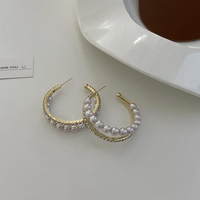 LOVOACC Korea Sweet C Shape Simulated Pearl Earrings for Women Girl Gold Color Circle Rhinestones Hoop Earrings Wedding Jewelry
LOVOACC Korea Sweet C Shape Simulated Pearl Earrings for Women Girl Gold Color Circle Rhinestones Hoop Earrings Wedding Jewelry