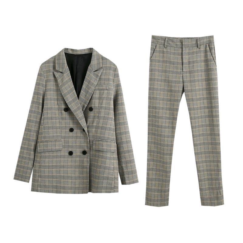 New Autumn and Winter Women's Business Wear Office Plaid Suit Pants Two-piece Suit Double Breasted Female Jacket Casual Pants
New Autumn and Winter Women's Business Wear Office Plaid Suit Pants Two-piece Suit Double Breasted Female Jacket Casual Pants