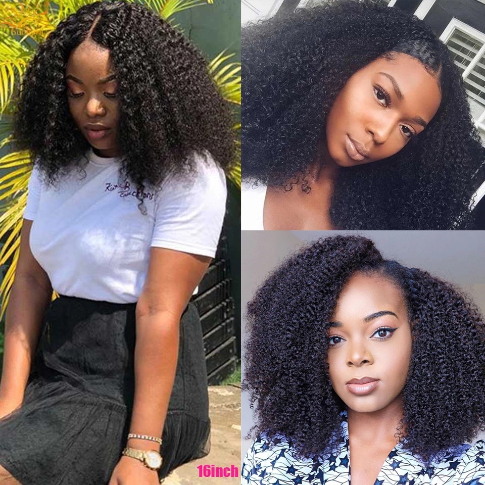 Mongolian Afro Kinky Curly Lace Front Human Hair Wig Natural line 13x4 short synthetic Wigs With Baby Hair for Black Woman