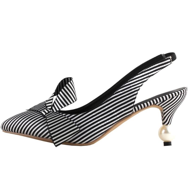 LF60438 SHOW STORY Retro Black White Stripes Bow Pointed Toe Pearl Heel Dress Artsy Heels Slingback Pump
LF60438 SHOW STORY Retro Black White Stripes Bow Pointed Toe Pearl Heel Dress Artsy Heels Slingback Pump