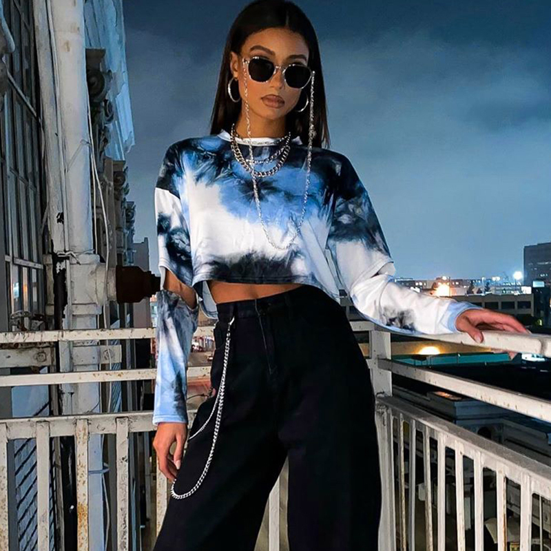 SUCHCUTE hole women's T-shirts basic tee long sleeve 90s tshirt spoiled E girl summer gothic vintage tops female streetwear 201028