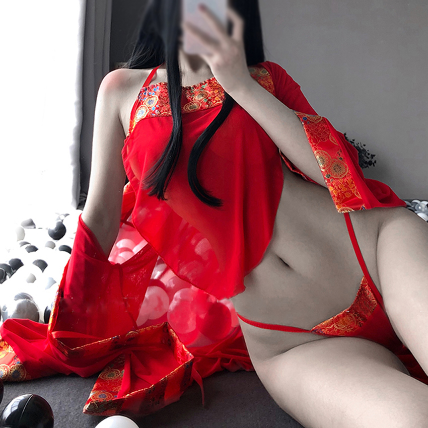 Women sexy lingerie red ensemble nightgown bellyband g-string haori Christmas pajamas cosplay dress in evening costume robes
Women sexy lingerie red ensemble nightgown bellyband g-string haori Christmas pajamas cosplay dress in evening costume robes