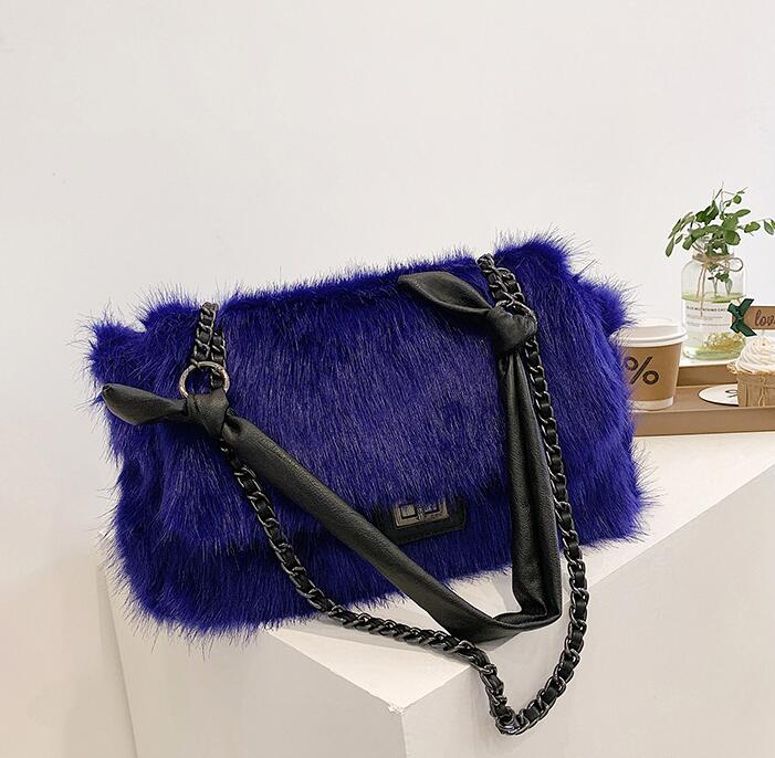 Factory wholesale women bag winter plush chain bags elegant atmosphere Mao Maos womens shoulder handbag large leather fashion handbags