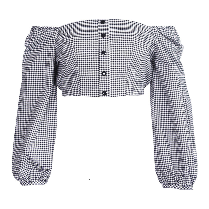 2021 New Autumn Vintage Elegant Out the Short Shoulder Blusa Chess Section Moonlight Sexy Top of Cotton Bottom Single ORN8, Blackwhite plaid.
2021 New Autumn Vintage Elegant Out the Short Shoulder Blusa Chess Section Moonlight Sexy Top of Cotton Bottom Single ORN8, Blackwhite plaid.