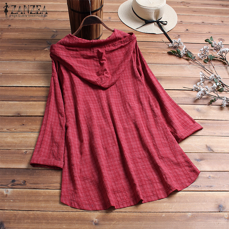 Plus Size Linen Shirt Womens Summer Autumn Blouse 2019 Long Sleeve Shirts Female Button Asymmetrical Blusas Hooded Tunic T200321