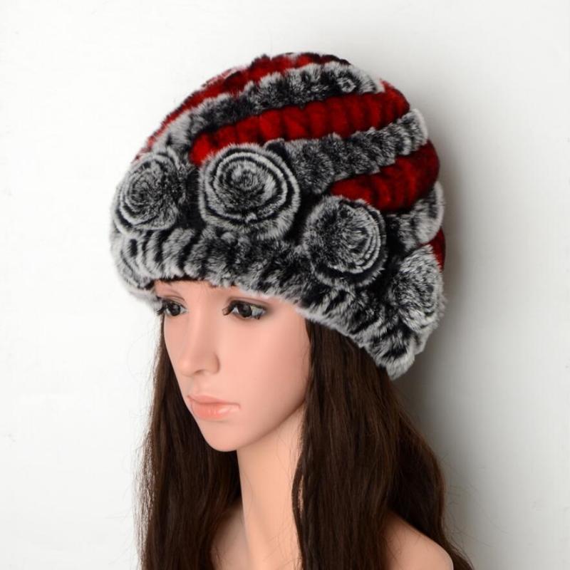 Women's Hat of Real Rex Fur Beanie Autumn Warm Ladies Cap with Flower Rose Furry H071, Black
Women's Hat of Real Rex Fur Beanie Autumn Warm Ladies Cap with Flower Rose Furry H071, Black