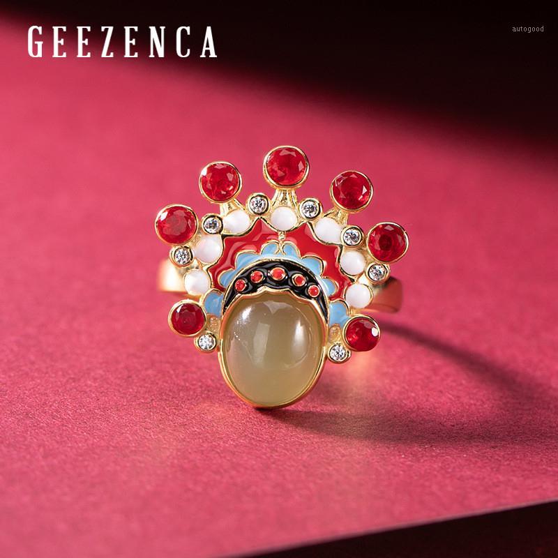 Cluster Rings 925 Sterling Silver Gold Plated Cloisonne Jade Beijing Opera Open Vintage Chinese Style Gemstone Ring Fine Jewelry Women1
Cluster Rings 925 Sterling Silver Gold Plated Cloisonne Jade Beijing Opera Open Vintage Chinese Style Gemstone Ring Fine Jewelry Women1