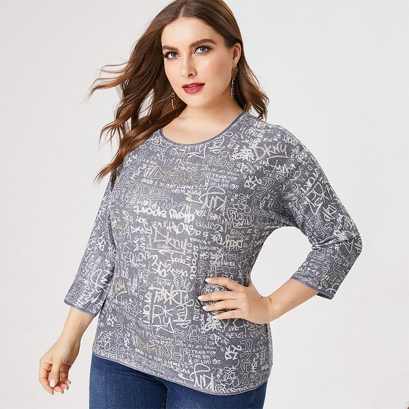 2020 Fall Women Long sleeve Printed T shirt fashion ladies Retro elegant mom clothes Plus Size Womens Tops, Gray
2020 Fall Women Long sleeve Printed T shirt fashion ladies Retro elegant mom clothes Plus Size Womens Tops, Gray