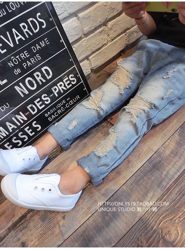 Pants Jeans for the boysgirls ripped jeans for kids Denim Pants Trousers Kids Clothes Autumn Children Boys Jeans LJ201203