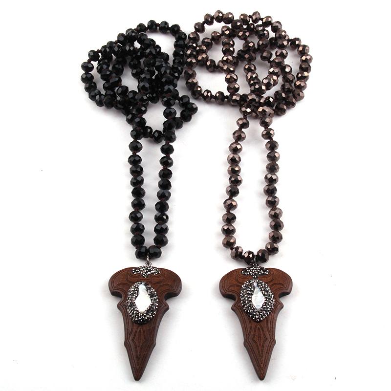 Free Shipping Fashion Bohemian Jewelry Black Long Crystal Glass Knotted Handmake Paved Arrowhead Pendant Necklace 
Free Shipping Fashion Bohemian Jewelry Black Long Crystal Glass Knotted Handmake Paved Arrowhead Pendant Necklace