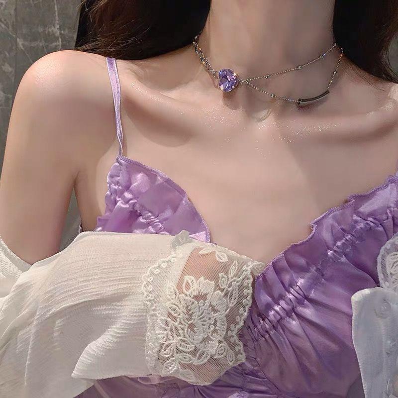 Chokers Kpop Harajuku Hip-hop Purple Crystal Choker Necklace For Girly Vintage Charms Goth Aesthetic Jewelry
Chokers Kpop Harajuku Hip-hop Purple Crystal Choker Necklace For Girly Vintage Charms Goth Aesthetic Jewelry