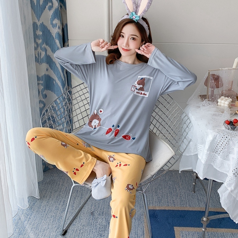 Autumn Cute Cartoon Totoro Long Sleeve Pajama Sets for Women Sleepwear Suit Pyjama Femme Pijama Mujer Homewear Home Clothes 201113