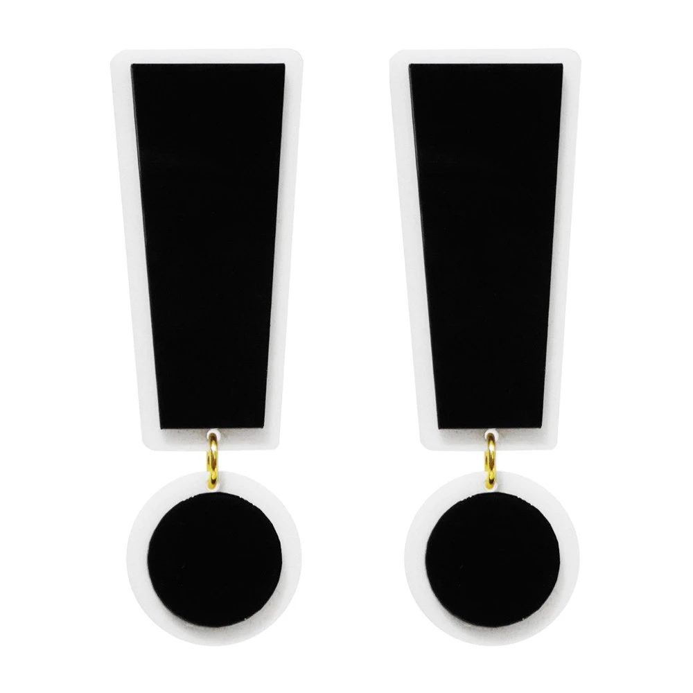 Fashion Super Large Black White Acrylic Symbol Exclamation Point Dangle Earring for Womens Trendy Jewelry Hyperbole Accessories