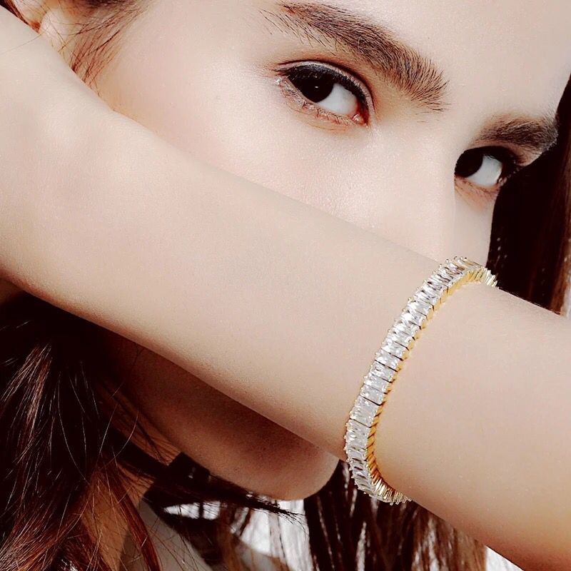 Men's Triple Row Tennis Cubic Zirconia CZ Hiphop Jewelry Charm Bracelet Crystal Fashion 4