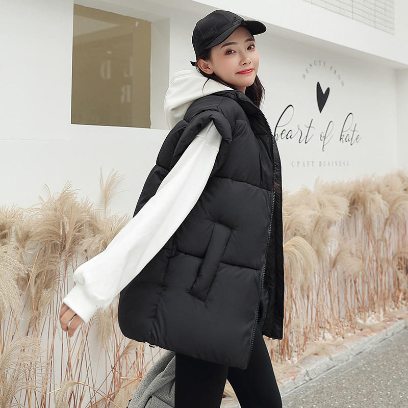 Fashion Vest Woman Jacket Waistcoat Mujer Chaqueta Loose Warm Ladies Vest Thick Sleeveless Down Cotton Vest Female Solid Q2904 201211