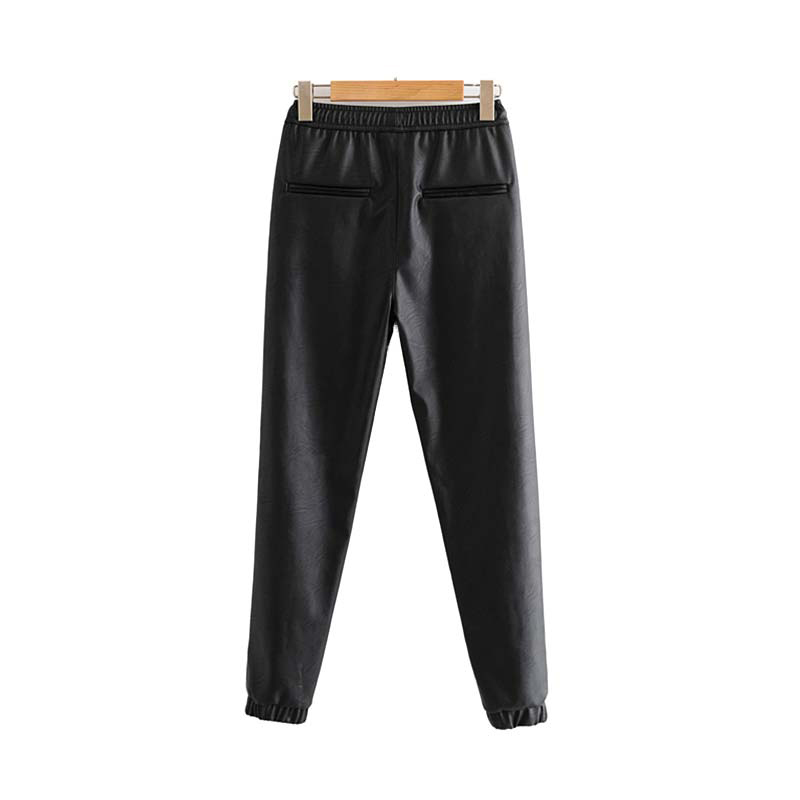 winter elastic high waist pant women Black pu leather pants women harem pants joggers pencil trousers streetwear pantalon femme 201106