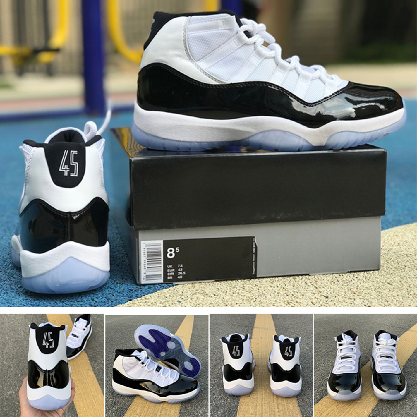Concord 45 Mens Basketball Shoes 11 11s Black White Women Trainer Sports Shoes 36-47 Free Shipping with BOX New Arrival, Box fees etc
Concord 45 Mens Basketball Shoes 11 11s Black White Women Trainer Sports Shoes 36-47 Free Shipping with BOX New Arrival, Box fees etc