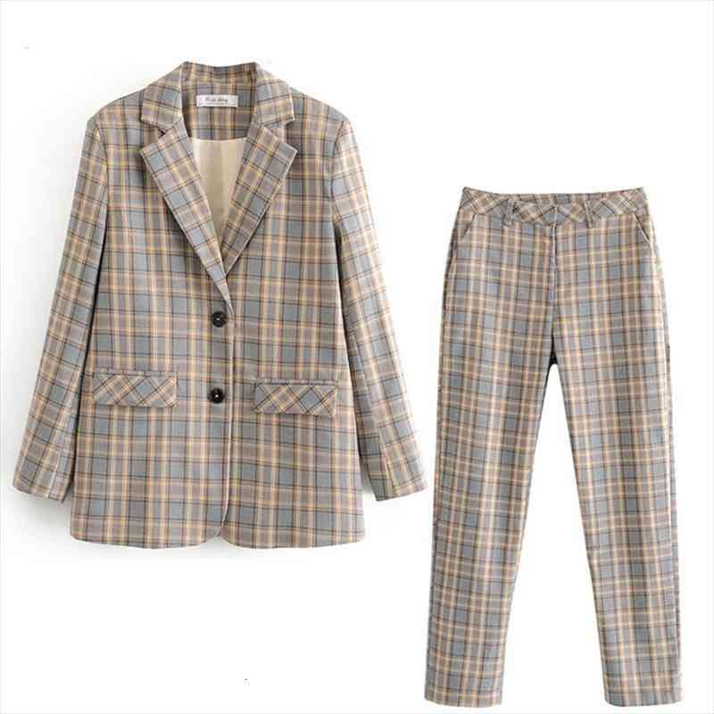 Womens Business Suit Plaid Pant Suits Female Office Ladies Single Breasted Female Jacket Coat Autumn Two-piece Blazer Suit Set, White
Womens Business Suit Plaid Pant Suits Female Office Ladies Single Breasted Female Jacket Coat Autumn Two-piece Blazer Suit Set, White