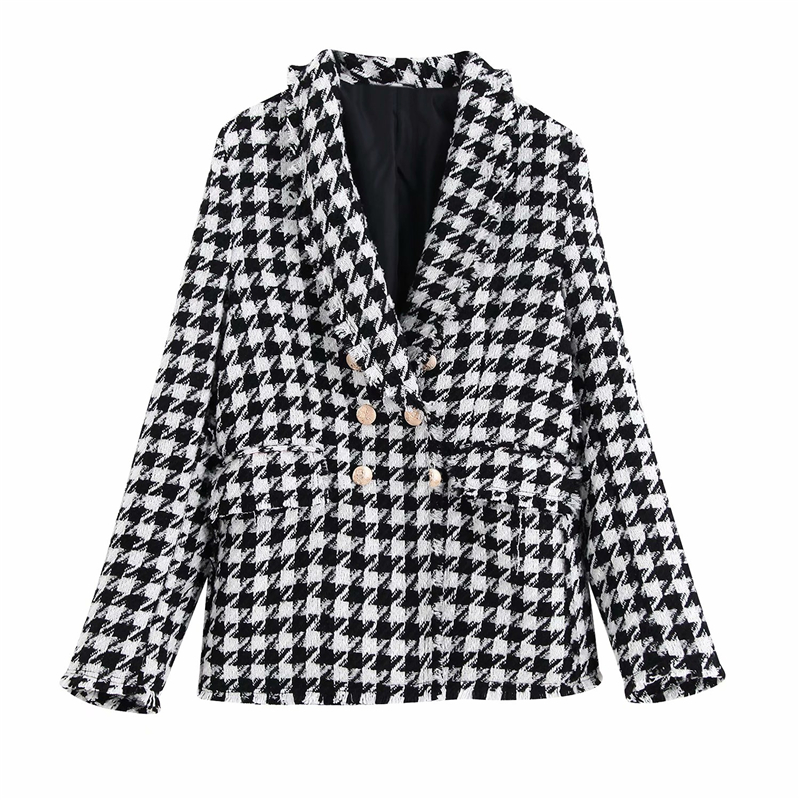 2021 New Streetwear Houndstooth Tweed Outono Moda Senhora Duplo Breasted Outercoat Vintage Feminino Casaco Menina Chique Jaqueta D88o, Black and white
2021 New Streetwear Houndstooth Tweed Outono Moda Senhora Duplo Breasted Outercoat Vintage Feminino Casaco Menina Chique Jaqueta D88o, Black and white