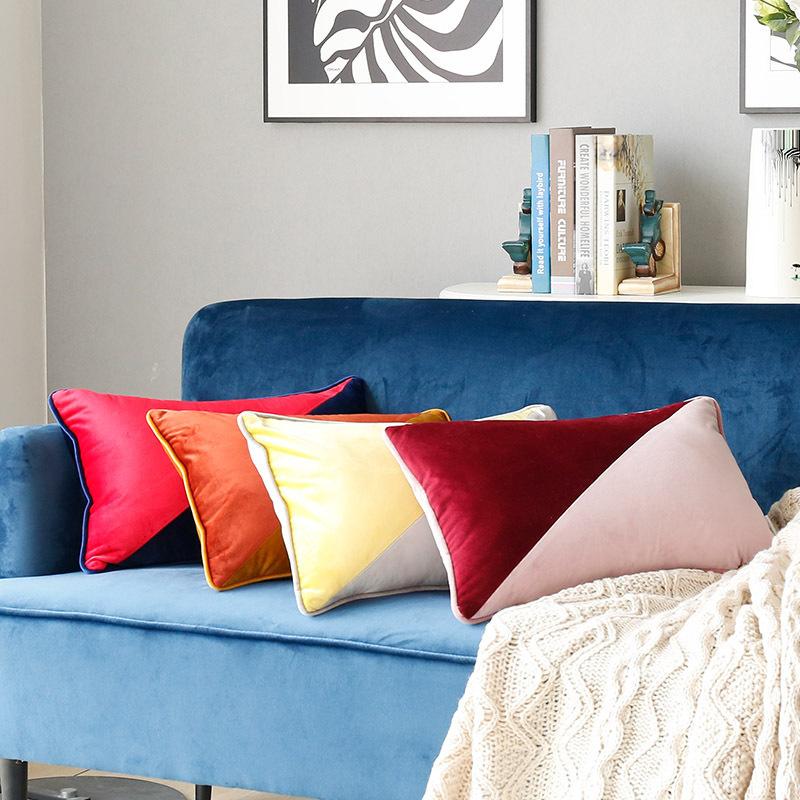 Pillow Sleeve Splicing Two-color Pillow Cover High-grade Velvet Cushion Cover Sofa European Style Cushion, C4
Pillow Sleeve Splicing Two-color Pillow Cover High-grade Velvet Cushion Cover Sofa European Style Cushion, C4