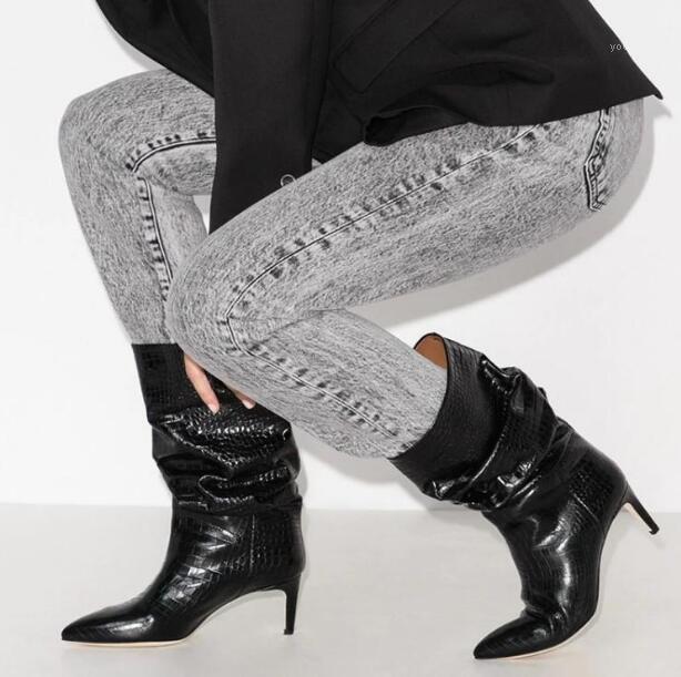 Sexy Woman Black Sliver Colorful Python Pleated Mid-calf Boots Wide Calf Low Thin Heels Pointed Toe Slip On Short Boots Shoes1, Color 4
Sexy Woman Black Sliver Colorful Python Pleated Mid-calf Boots Wide Calf Low Thin Heels Pointed Toe Slip On Short Boots Shoes1, Color 4