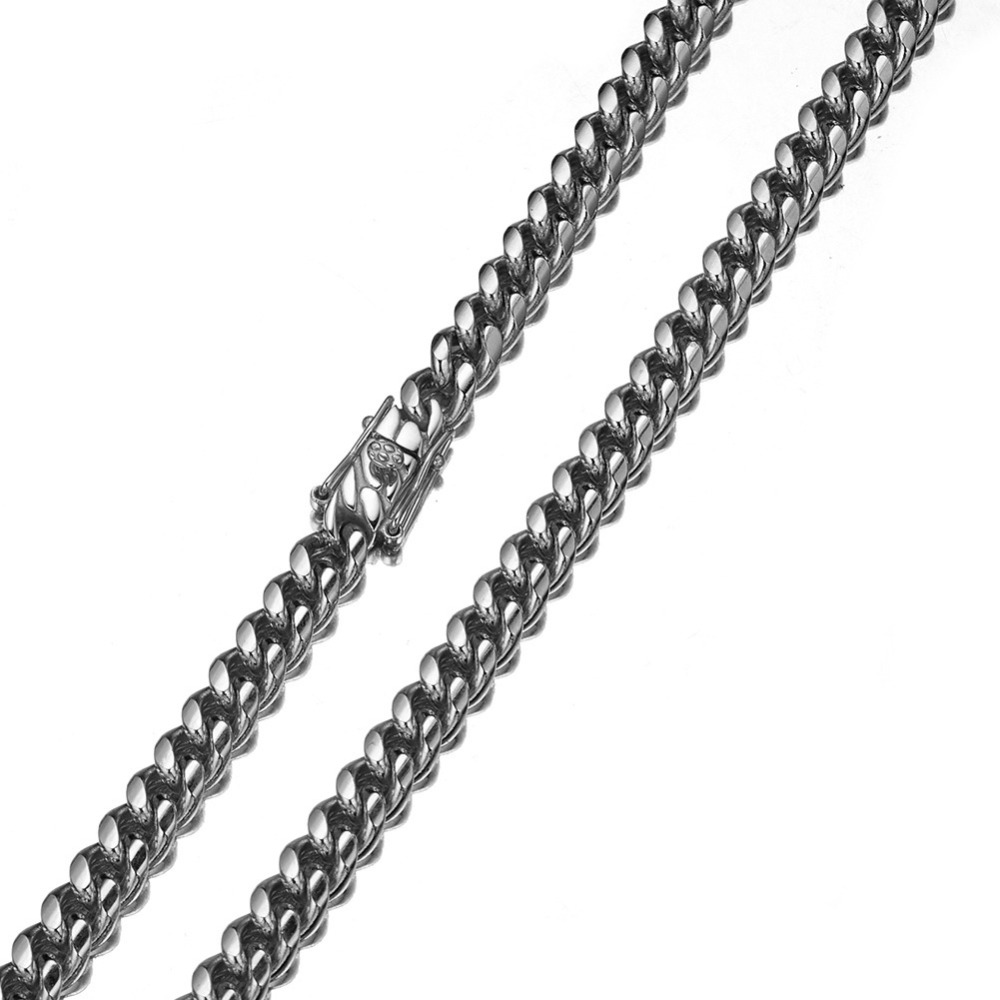 618mm Stainless Steel Cuban Miami Chains Necklaces Big Heavy Silver Color Link Chain for Men HipHop Rock jewelry