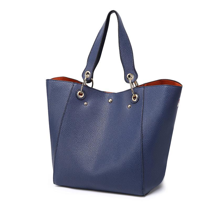 New lychee pattern 2021 fashion simple Korean style large memory women's bag, Black
New lychee pattern 2021 fashion simple Korean style large memory women's bag, Black