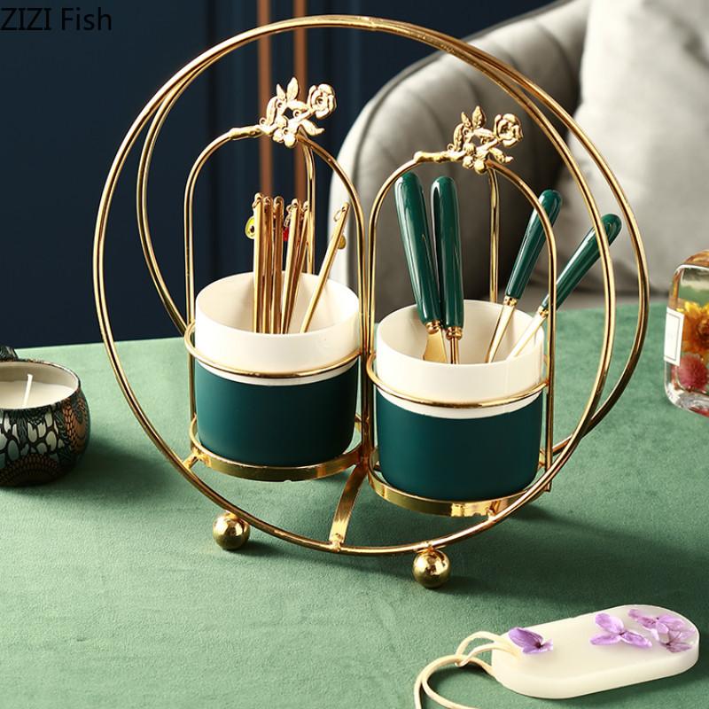 Luxurious Metal Glass Knife and Fork Storage Tank Two Piece Set Chopsticks Storage Tank Northern Europe Kitchen Tools
Luxurious Metal Glass Knife and Fork Storage Tank Two Piece Set Chopsticks Storage Tank Northern Europe Kitchen Tools