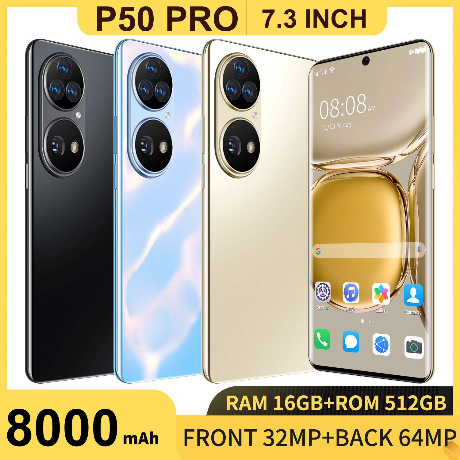 2022P50 Newest Smartphone Large Screen 4G WCDMA AGM Global Version Original Android Phones Smartphone 7.3inch Cellphone