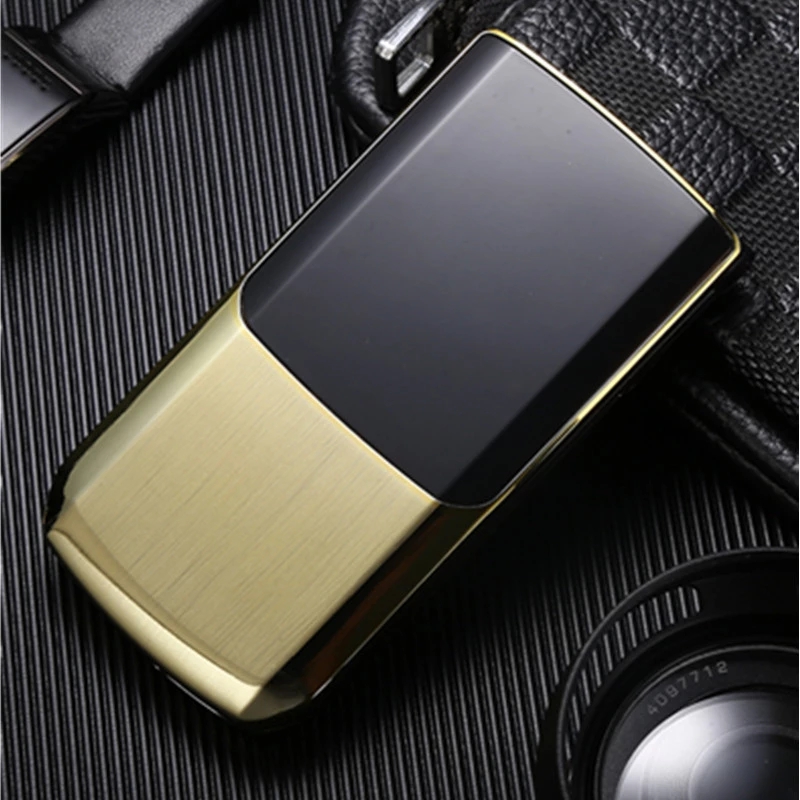 Unlocked Extra Slim Original TKEXUN Metal Gold Flip Cellphone Dual Sim Card Metal Torch Handwriting Screen Large Key Camera MP3 Mobile Phone