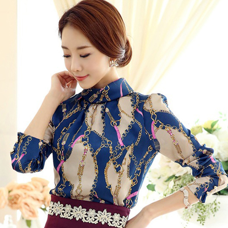 Fashion woman blouses print chiffon blolouse shirt blusas femininas office women blouses long sleeve women shirt 1817 50 201028