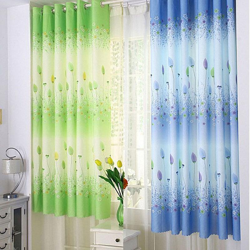 

New Qualified 2020 Hot Selling 200cm*100cm Feather Calico Finished Product Cloth Window Screens Curtaindrop Ship D36au25, Blue
