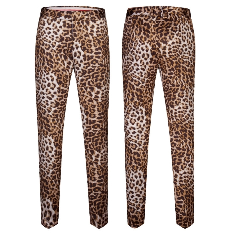 PYJTRL Tide Men Plus Size DJ Night Club Leopard Print 2 Pieces Set Mens Suits With Pants Stage Singers Costume Casual Suit 201106