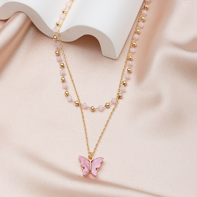 18K Gold Plated Retro Romantic Butterfly Pendent Necklace for Women Charm Statement Long Chain Sweater Necklaces Valentine's Day Nice Female Jewe