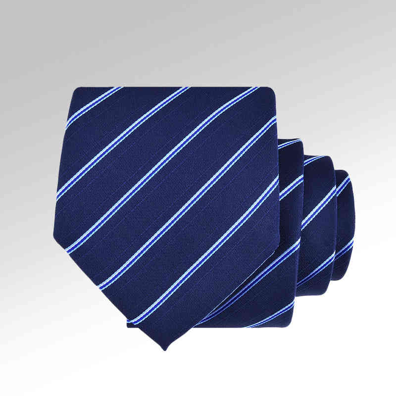 Necktie Scarf Corbata Gift Box for Men 8cm Formal Business Tie Brooch Clip Five Piece Suit Professional Blue and White Stripe