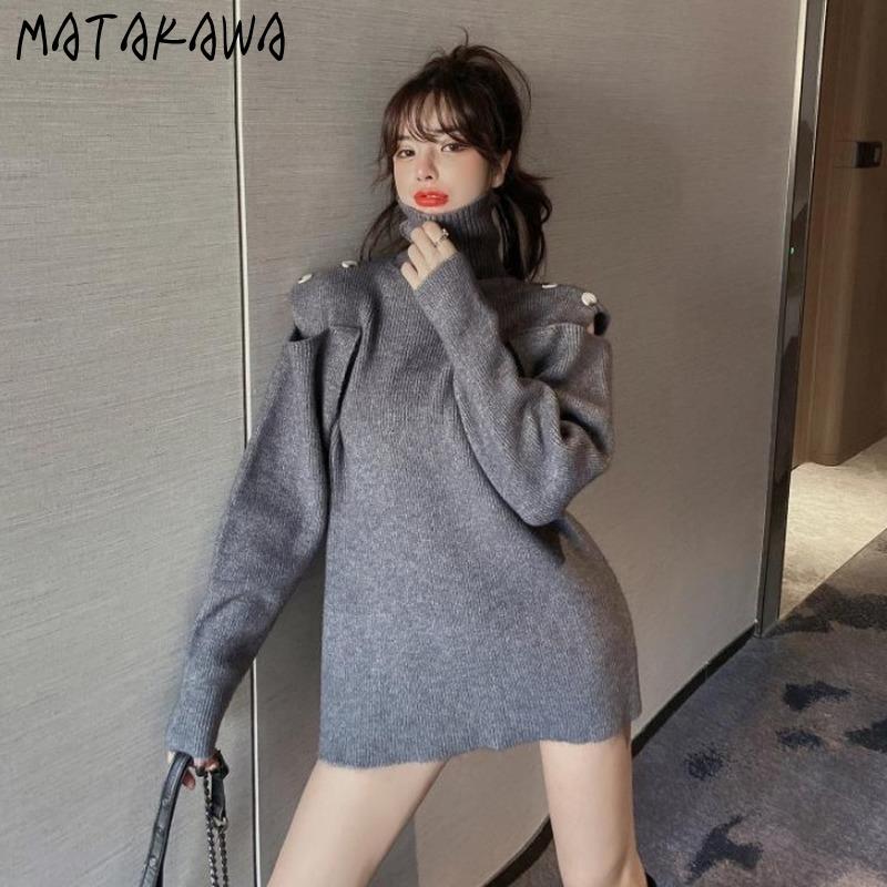MATAKAWA Long-sleeved Off-the-shoulder Sweater Women Autumn and Winter Turtleneck Sweater Korean Sweaters for Women Fashion, Gray
MATAKAWA Long-sleeved Off-the-shoulder Sweater Women Autumn and Winter Turtleneck Sweater Korean Sweaters for Women Fashion, Gray