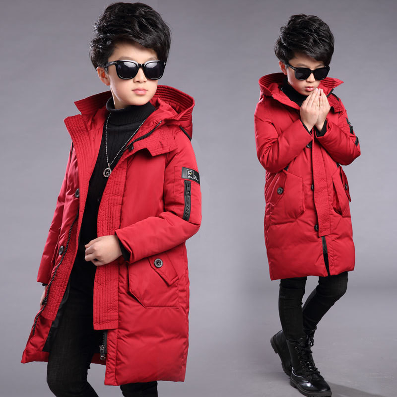 Children snowsuit Winter Warm Down Jackets for Boys Clothes Teenage clothing Kids Parkas Long Coat Size 10 12 14 16 Year 201126