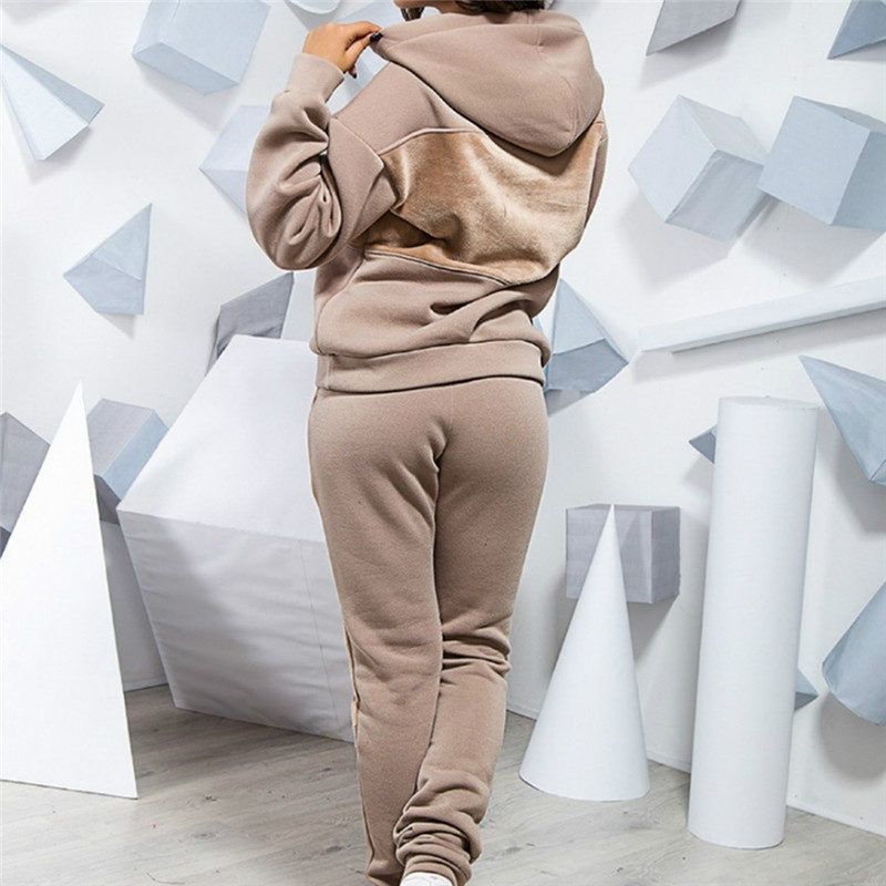 Women Winter Women's Set Tracksuit Full Sleeve Hoodied Sweatshirt Pockets Pants Suit Two Piece Set Outfits Sweatsuit 201028