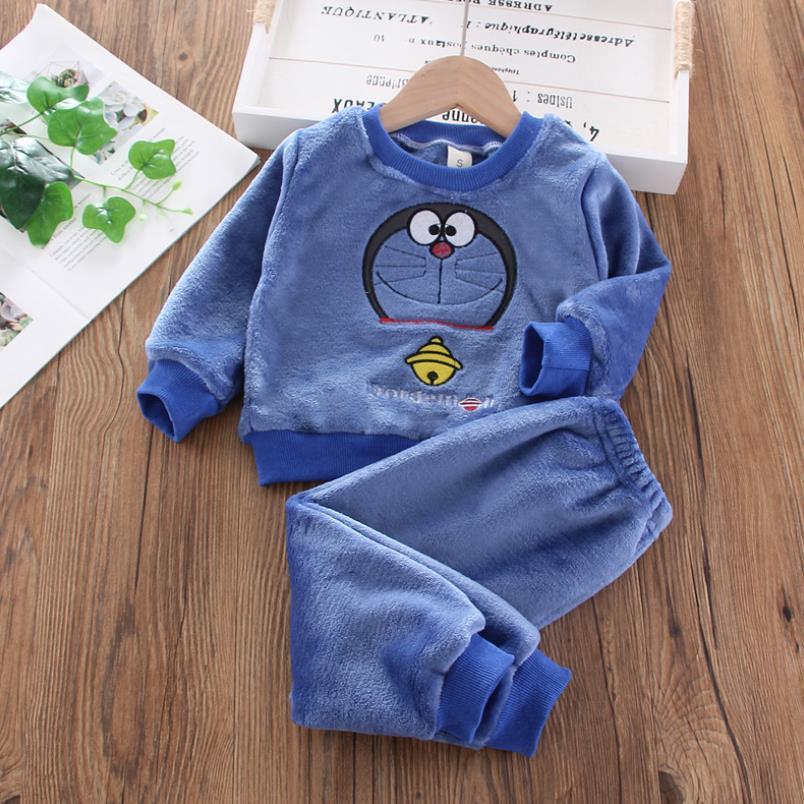 New Autumn Winter Baby Clothes Pajamas Sets Girls Pajamas Children Warm Flannel Fleece Catoon Bear Kids Sleepwear Home Suit 1-6Y LJ201216