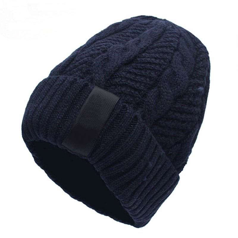 Men Fashion Warm Knit Beanie Hood Male Korean Style Cool Winter Plus Thickening Inside Hat Outdoor Skull Caps