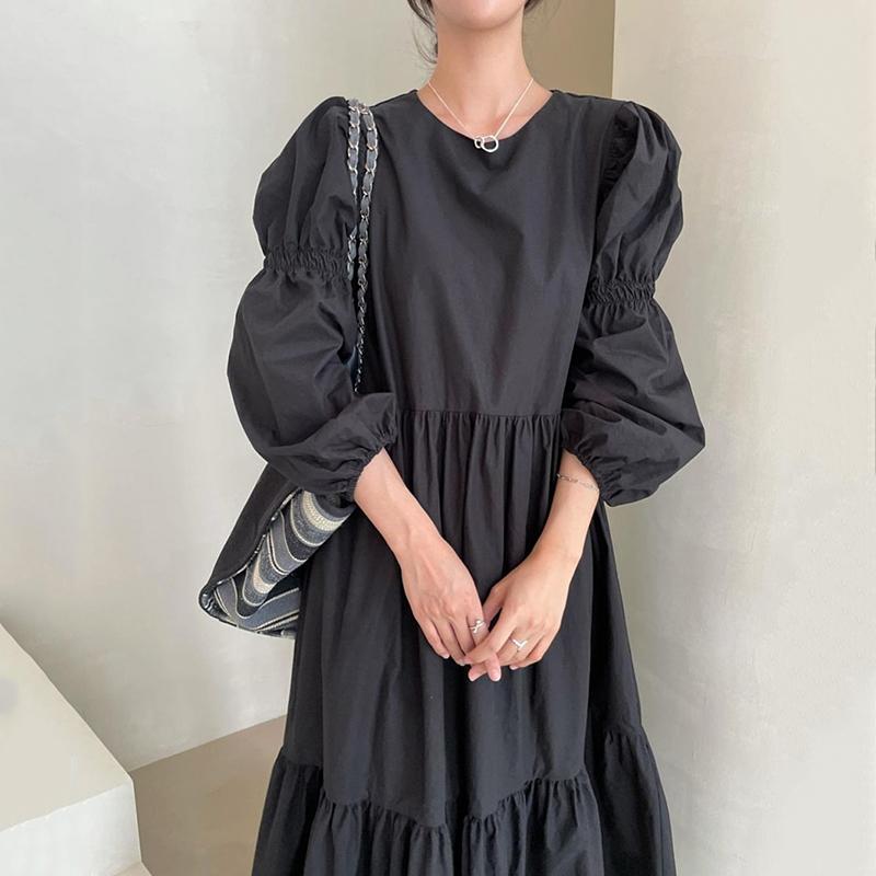 Casual Dresses Loose O Neck Black Puff Sleeve Dress Women Big Swing Wild Solid Full Simple Vestido Feminino Pleated Retro Minimalism, Black;gray
Casual Dresses Loose O Neck Black Puff Sleeve Dress Women Big Swing Wild Solid Full Simple Vestido Feminino Pleated Retro Minimalism, Black;gray