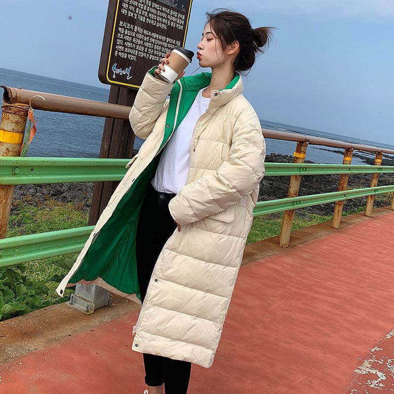 new style down jacket female color matching frivolous cotton-padded jacket east gate long coat 201217