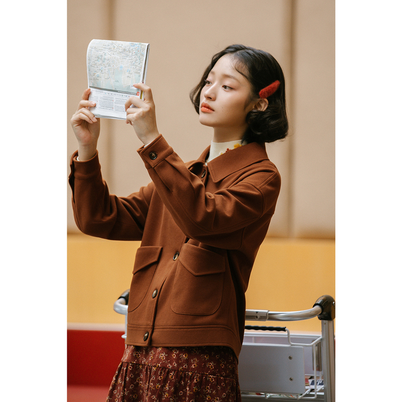 INMAN Winter New Arrivals Retro Art Lapel Loose Woolen Jacket Pure Color Women's Coat 201019