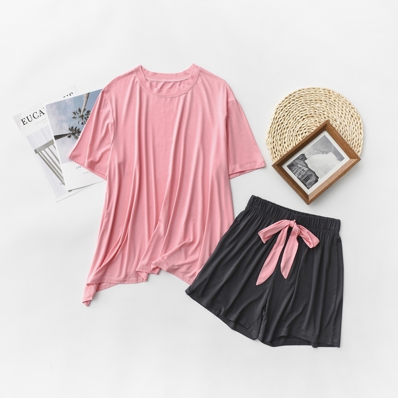 Women's Pajamas Sets Summer Thin High-grade Modal Cotton Sleepwear Comfortable Home Wear Short Sleeve Shorts Casual Clothing 210203, Beige shrimp pink
Women's Pajamas Sets Summer Thin High-grade Modal Cotton Sleepwear Comfortable Home Wear Short Sleeve Shorts Casual Clothing 210203, Beige shrimp pink