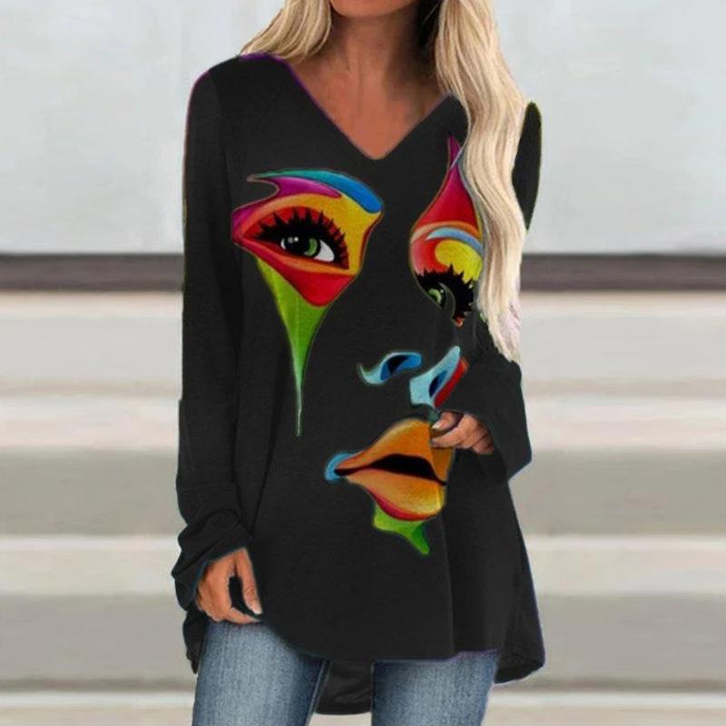 Women's T-Shirt 2022 Womens Loose Pullovers Long Tops Ladies Tee Casual Abstract Face Print Shirts Sleeve Top Fashion T Shirt S-5XL Black, White
Women's T-Shirt 2022 Womens Loose Pullovers Long Tops Ladies Tee Casual Abstract Face Print Shirts Sleeve Top Fashion T Shirt S-5XL Black, White