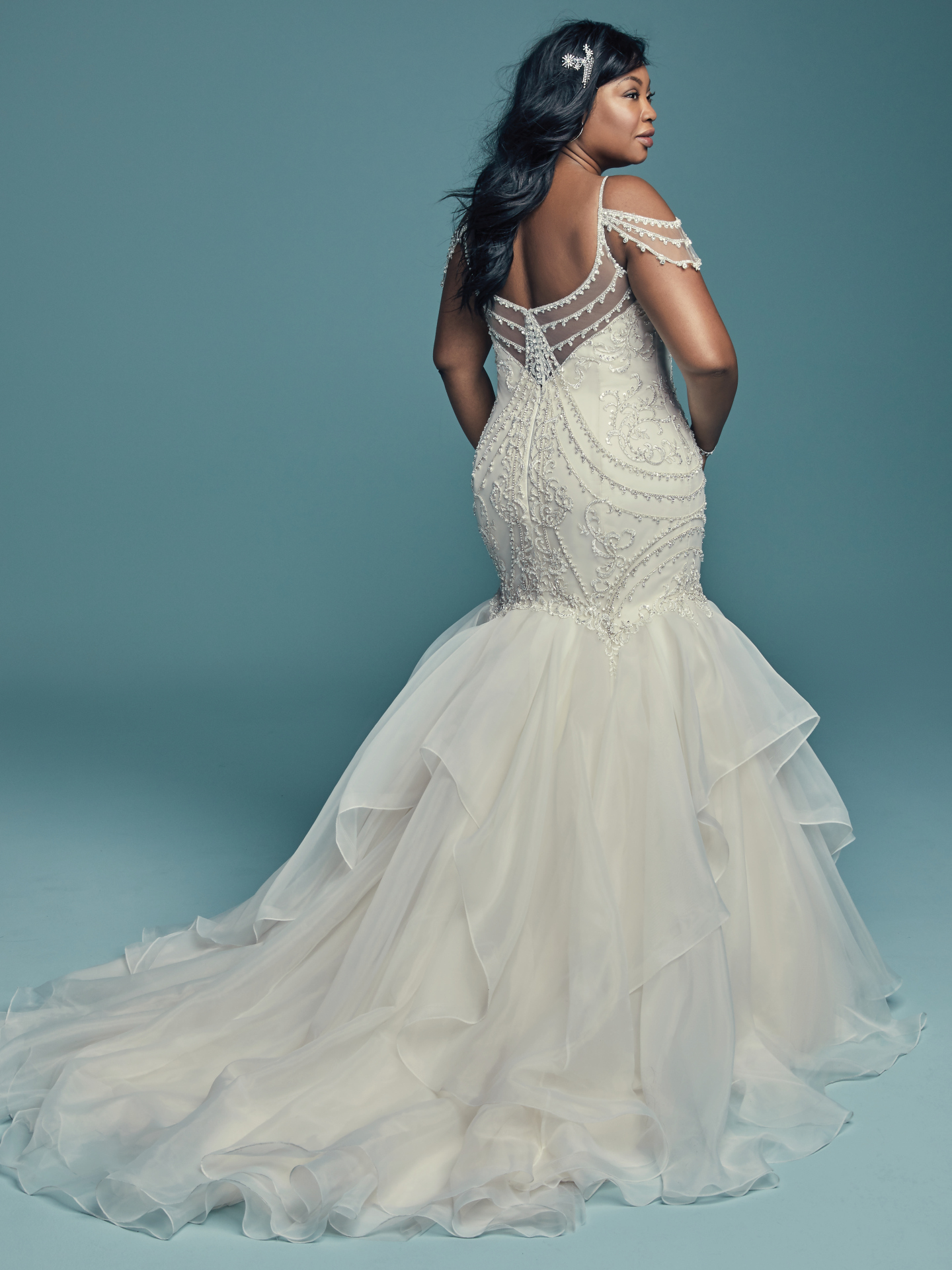 Plus Size Fabulous Lace Mermaid Wedding Dresses V Neck Beaded Bridal Gowns Sweep Train Custom Made Robe De Marie