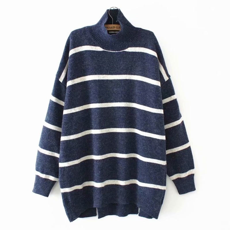 Female Size Plus Striped Turtleneck Winter Casual Thick Gray Navy Blue Pullovers Vintage Outerwear Krns
Female Size Plus Striped Turtleneck Winter Casual Thick Gray Navy Blue Pullovers Vintage Outerwear Krns