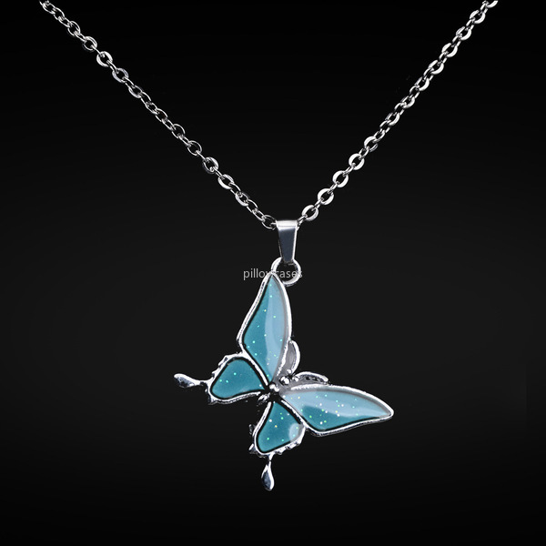 women necklaces Temperature sensing butterfly necklace stainless steel chain butterfly pendant mood fashion jewelry will and sandy gift, Silver
women necklaces Temperature sensing butterfly necklace stainless steel chain butterfly pendant mood fashion jewelry will and sandy gift, Silver