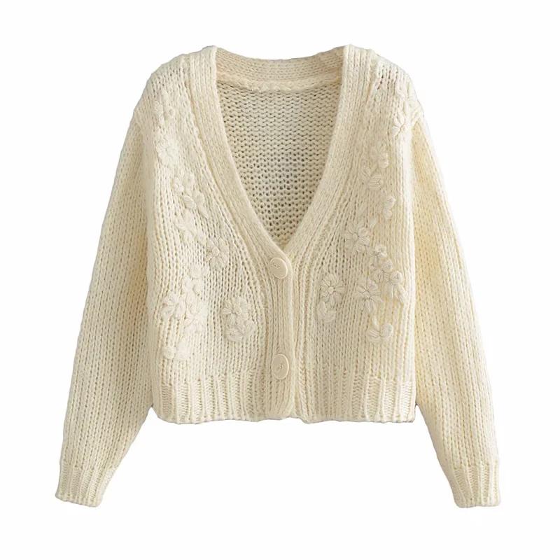 Women New Sweet Loose Girlish Style Knitting Flowers Sweater Female Single-Breasted Long Sleeves Cardigan Chic Top, As picture
Women New Sweet Loose Girlish Style Knitting Flowers Sweater Female Single-Breasted Long Sleeves Cardigan Chic Top, As picture
